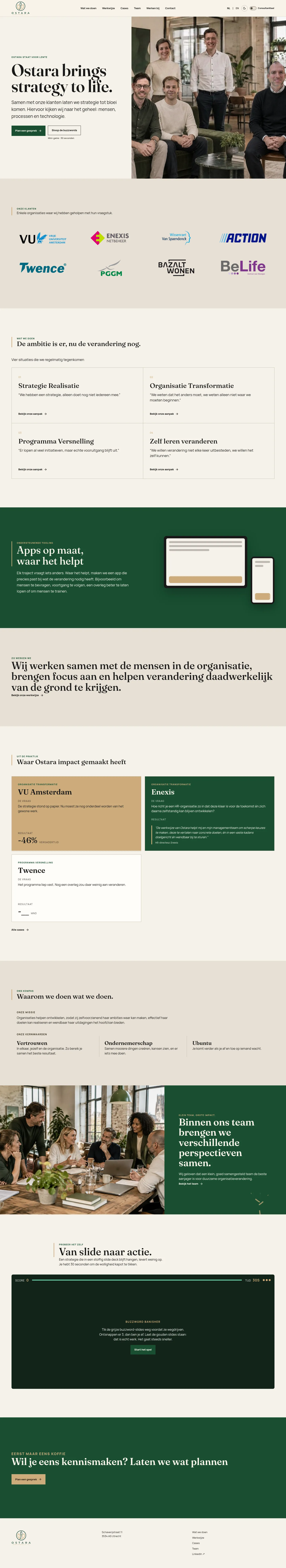 Screenshot van de website van Ostara Company